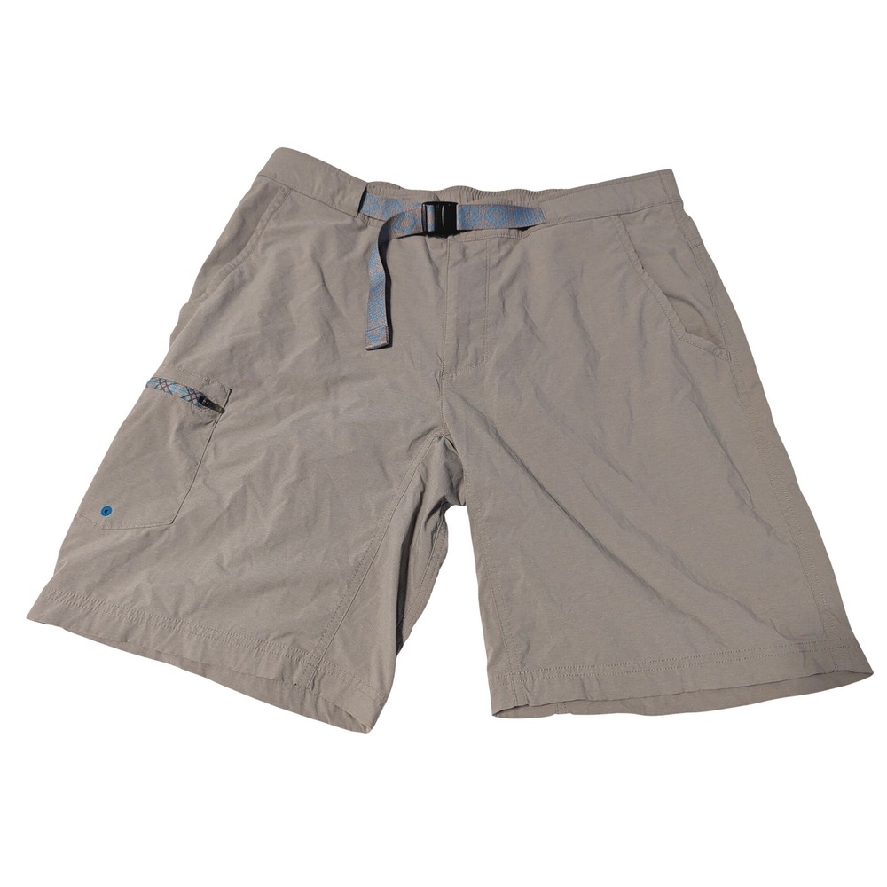 Columbia Mens 38x10 Omni-Shade Gray Hiking Cargo Shorts with Integrated Belt